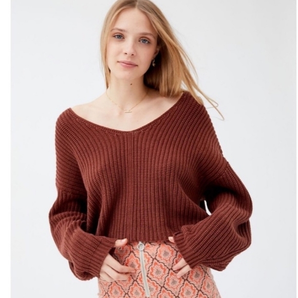 Urban Outfitters Sweaters - UO Avery Double V-Neck Sweater Brown Size Small